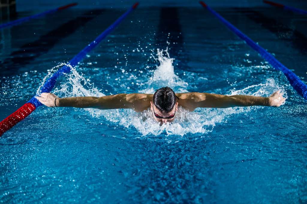 Athlete swimming in pool
